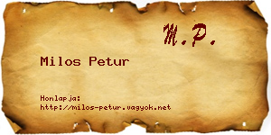 Milos Petur névjegykártya